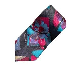 Men's Necktie Tie Oscar de La Renta Studio Abstract  Floral vibrant